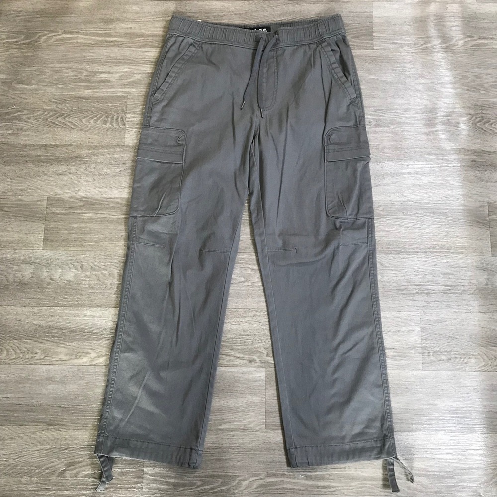 Iron Co Mens Gray Cargo Pants Size Medium 32-34 Elastic Waist Drawstring Hem NWT